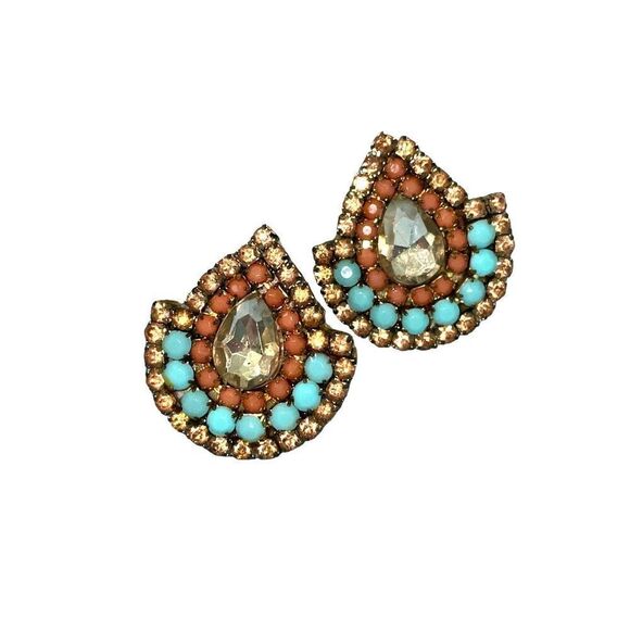 Vintage Art Deco Czech Crystal Abstract Earrings - Picture 10 of 12